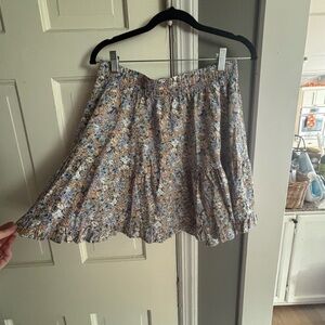 Vero Moda Floral Skater Skirt in Cream and Blue